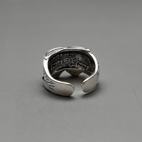 Y2K Vintage Silver Double Clown Ring – Adjustable Size, Unisex, Brand New - Picture 3 of 4